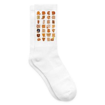 Herbst, Herbst, Truthahntag, Thanksgiving-Alphabet, Alphabet - Tennissocken - Weiß - Rechts