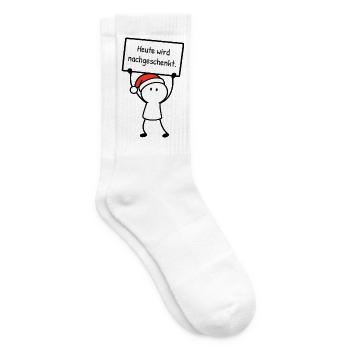 Heute wird nachgeschenkt. | Weihnachtshumor - Tennissocken - Weiß - Rechts