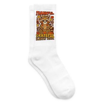 Dankbar, dankbar, leicht verwilderter Truthahntag - Tennissocken - Weiß - Rechts
