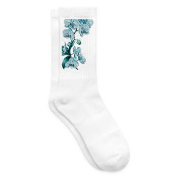 Blau Orchideen Druck - Tennissocken - Weiß - Rechts