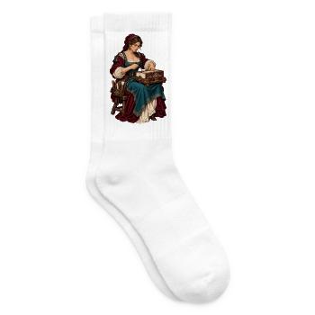 Renaissance-Näherin am Werk - Tennissocken - Weiß - Rechts