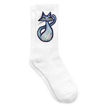 Schnurrbart-Aquarellkatze - Tennissocken - Weiß - Rechts