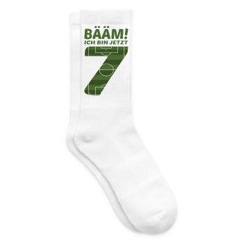 7. Geburtstag Sieben Fußball - Tennissocken - Weiß - Rechts