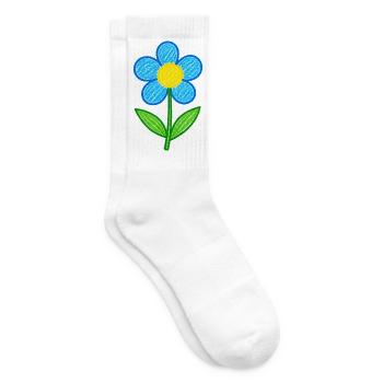 Niedliche Blume – Handgezeichnetes Blumendesign - Tennissocken - Weiß - Rechts
