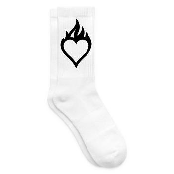 flammendes Herz - Tennissocken - Weiß - Rechts