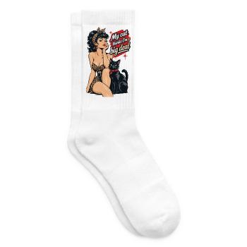 Rockabella mit schwarzer Katze im Retro Stil - Tennissocken - Weiß - Rechts