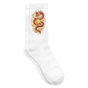 Chinesischer Drache – Sternzeichen Tierhoroskop - Tennissocken - Weiß - Rechts
