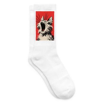 müdes Kätzchen - Tennissocken - Weiß - Rechts