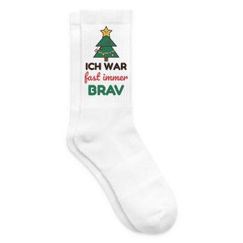 Ich war fast immer brav – Weihnachtsshirt Kinder - Tennissocken - Weiß - Rechts