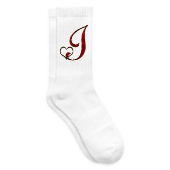 Rose Gold J-Heart Monogram - Tennis socks - white - Right