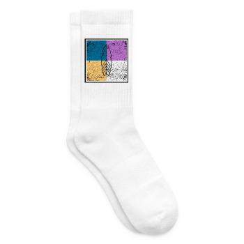 Surfboard on four-color quad design - Tennis socks - white - Right
