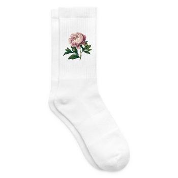 Traditionelle Pfingstrose - Vintage Rosa Aquarel - Tennissocken - Weiß - Rechts
