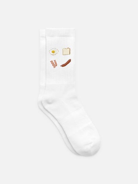 Pixelfrühstück Platte - Tennissocken - Weiß