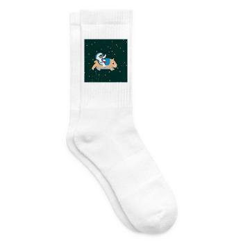 Astronaut auf einem Weltraum-Wasserschwein - Tennissocken - Weiß - Rechts
