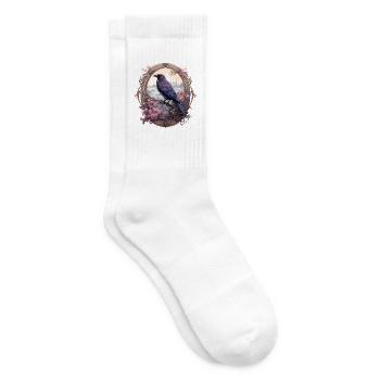 Rabe in einem romantischen ovalen Rahmen - Tennissocken - Weiß - Rechts