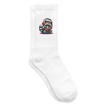 Raccoon Cassette Headphones - Tennis socks - white - Right
