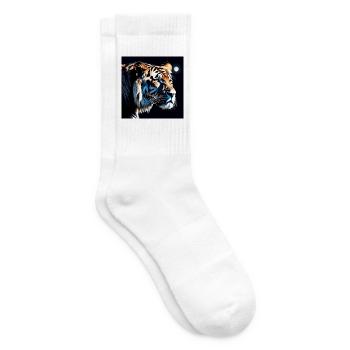 Mondlicht Tiger Neonkunst - Tennissocken - Weiß - Rechts