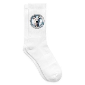 Reindeer head looking through ice - Tennis socks - white - Right
