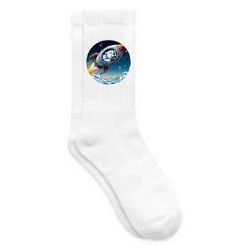 excited polar bear in a rocket comic - Tennis socks - white - Right