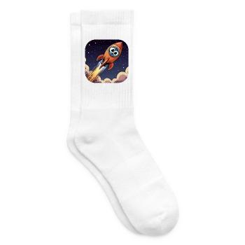 Comic Rocket with Eyes - Tennis socks - white - Right