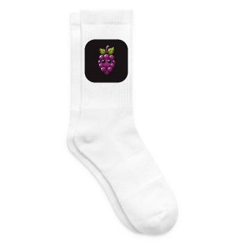 Purple grape with face - Tennis socks - white - Right