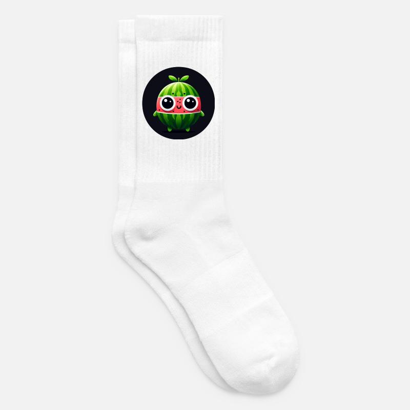 Wassermelone mit Augen im Comic Stil - Tennissocken - Weiß