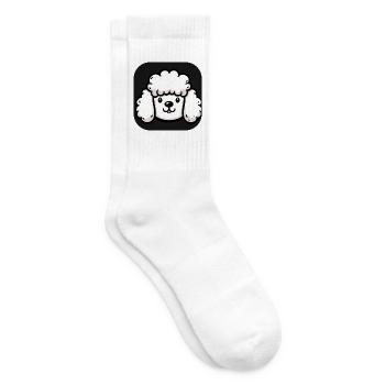 Chien tête de caniche avec fourrure moelleuse - Chaussettes de tennis - blanc - Droite