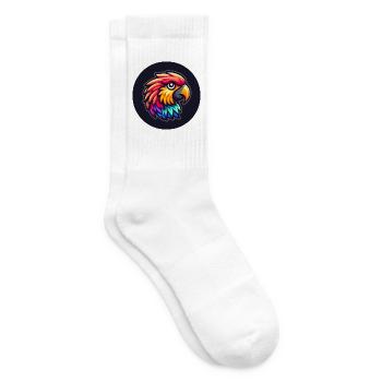Parrot Macaw Head Colorful Cartoon Comic - Tennis socks - white - Right