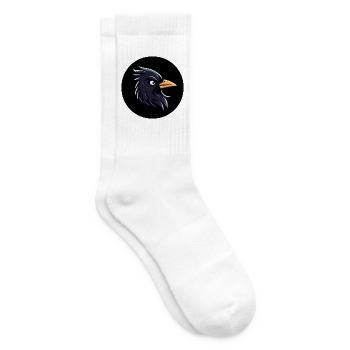 Cartoon blackbird raven looks scowling - Tennis socks - white - Right