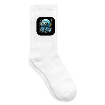 Octopus with Diving Goggles Comic - Tennis socks - white - Right