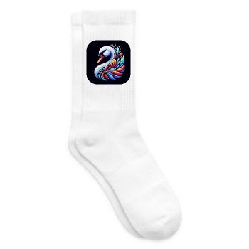 Cygne Animal Oiseau Coloré Bande Dessinée - Chaussettes de tennis - blanc - Droite