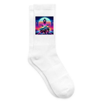 Retour vers le futur retro futuriste années 80 - Chaussettes de tennis - blanc - Droite