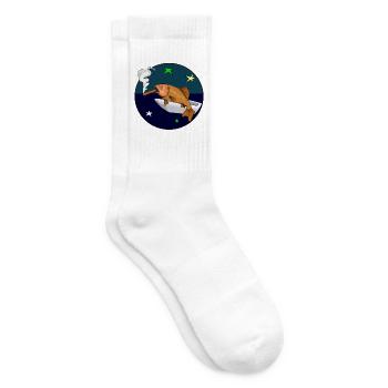 Fisch mit einer Zigarre im Weltraum. - Tennissocken - Weiß - Rechts