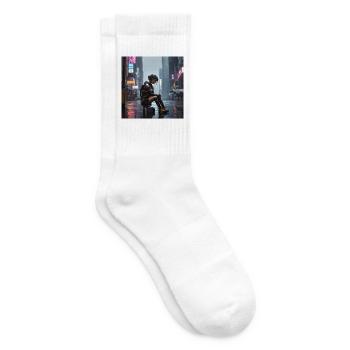 Cyberpunk Regenkämpferin - Tennissocken - Weiß - Rechts