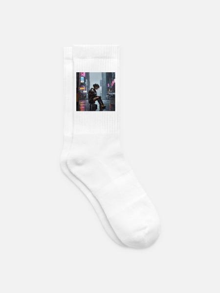 Cyberpunk Regenkämpferin - Tennissocken - Weiß