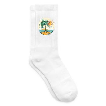Inselpalme am Sonnenuntergang - Tennissocken - Weiß - Rechts