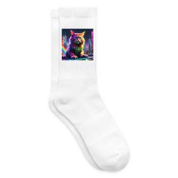 Chat - Chaussettes de tennis - blanc - Droite