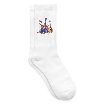 Rock Band Union Guitar Art - Tennis socks - white - Right