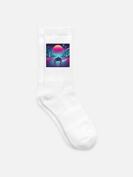 Neon Grid Odyssey – Synthwave trifft Tron Legacy - Tennissocken - Weiß