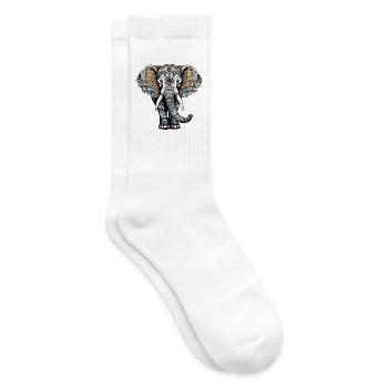 Colorful elephant in tattoo style - Tennis socks - white - Right