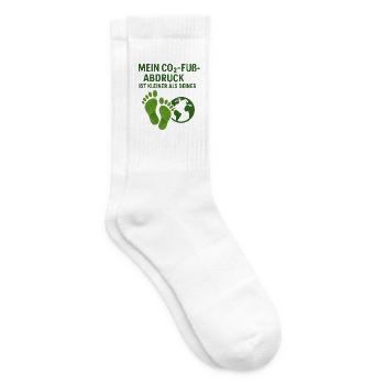 mein CO2.Fußabdruck ist kleiner als deiner - Tennissocken - Weiß - Rechts
