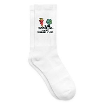 Einschulung | Heute Schule morgen Weltherrschaft - Tennissocken - Weiß - Rechts