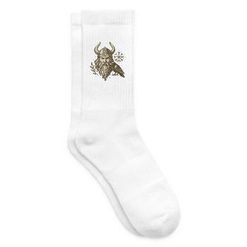 Viking barbu avec corbeau style runique - Chaussettes de tennis - blanc - Droite