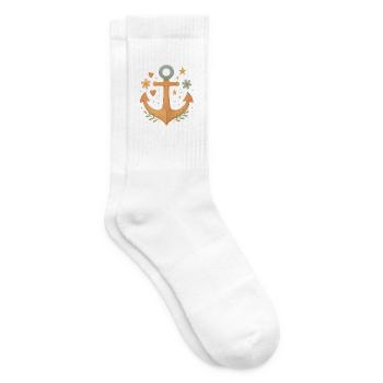Boho Anker mit Blumen & Herzen Design - Tennissocken - Weiß - Rechts