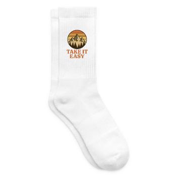 Take it easy− Spruch für Wanderfreunde - Tennissocken - Weiß - Rechts