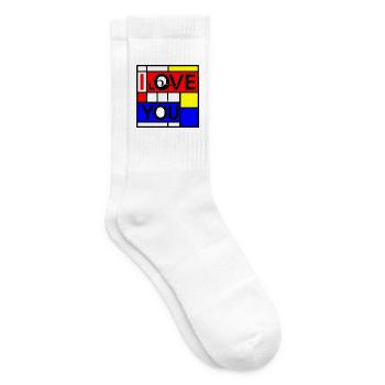 Abstract Love and You Geometric Design - Tennis socks - white - Right
