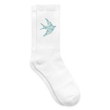 Élégant motif d’oiseau floral bleu - Chaussettes de tennis - blanc - Droite