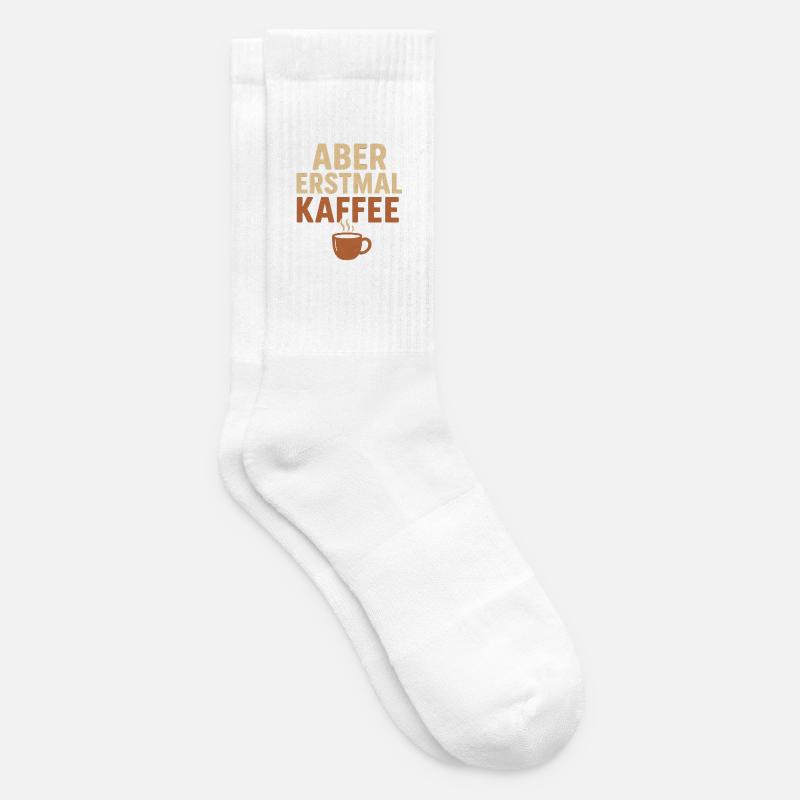 Funny coffee motif for early risers - Tennis socks - white