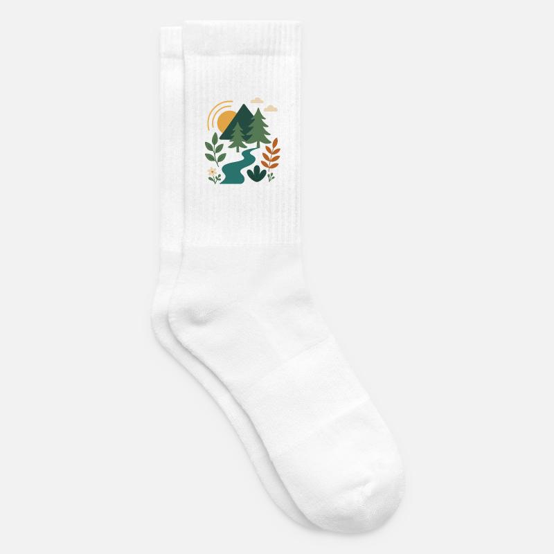 Conception de scène de montagne de forêt sereine - Chaussettes de tennis - blanc