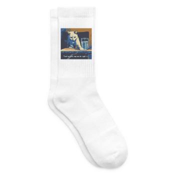 Katzenmotiv mit Friedensbotschaft - Tennissocken - Weiß - Rechts